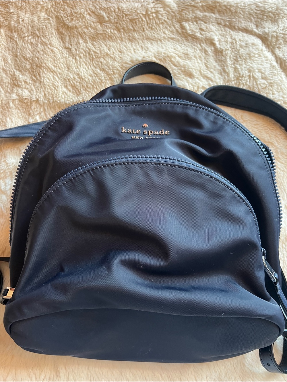 kate spade Blue Nylon Mini Backpack with Gold-Tone Logo Accent
